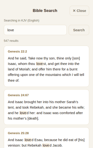 Searching a translation for a word