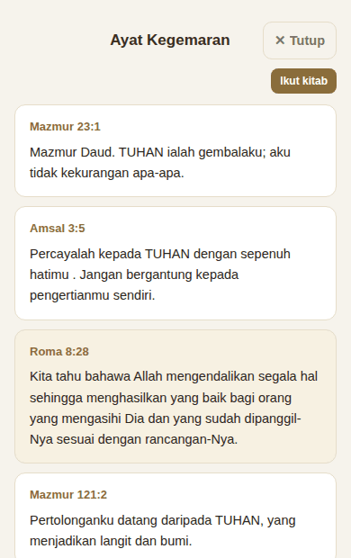 Senarai ayat kegemaran